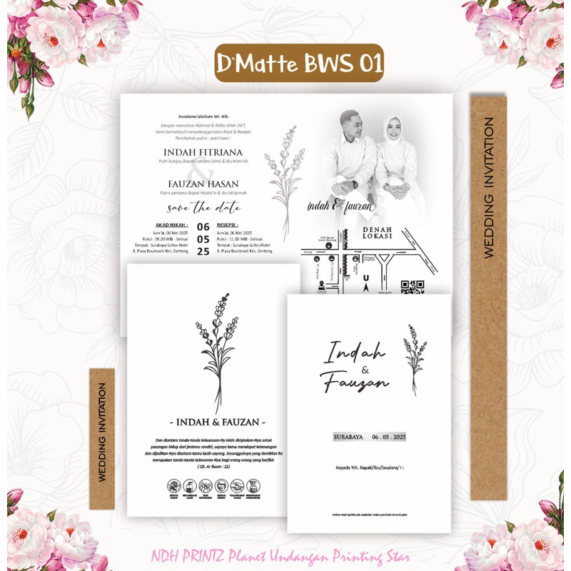 UNDANGAN PERNIKAHAN MATTE STYLE SABUK SIMPLE ELEGANT (Free undangan digital versi simple) - DMatte B