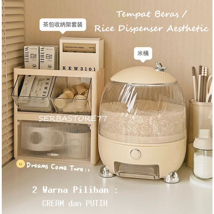 DISPENSER BERAS/TEMPAT BERAS ESTETIK/TEMPAT BERAS PUTIH/RICE STORAGE