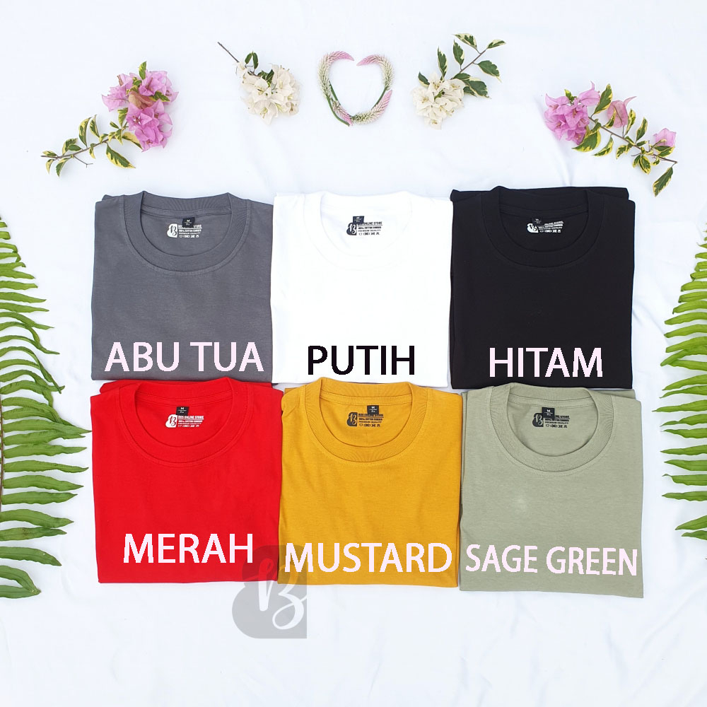 Baju Kaos Dewasa POLOS Lengan Pendek Bahan Premium High Quality 24s Cotton Combed Kaos Oblong Baju O