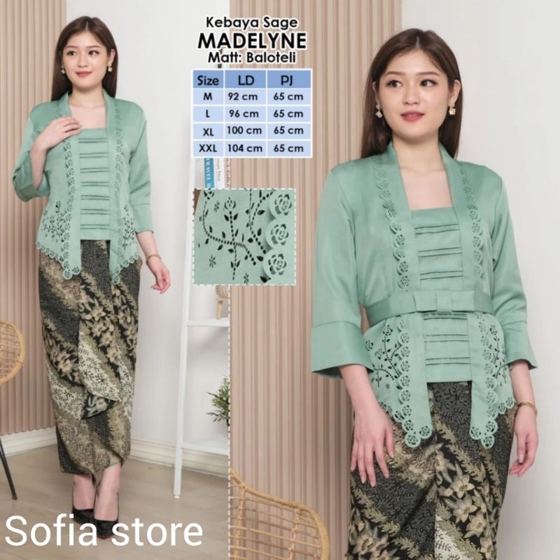 Atasan SAJA Kebaya Kutubaru Remaja Dewasa Madelyne Warna Hijau Sage Kebaya Kutu Baru Kartini Modern