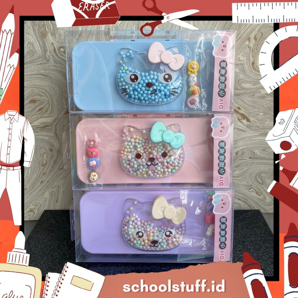 

Tempat Kotak Pensil Sekolah Hello Kitty Hewan Stiker Pita Lucu Unik SD Beragam Warna