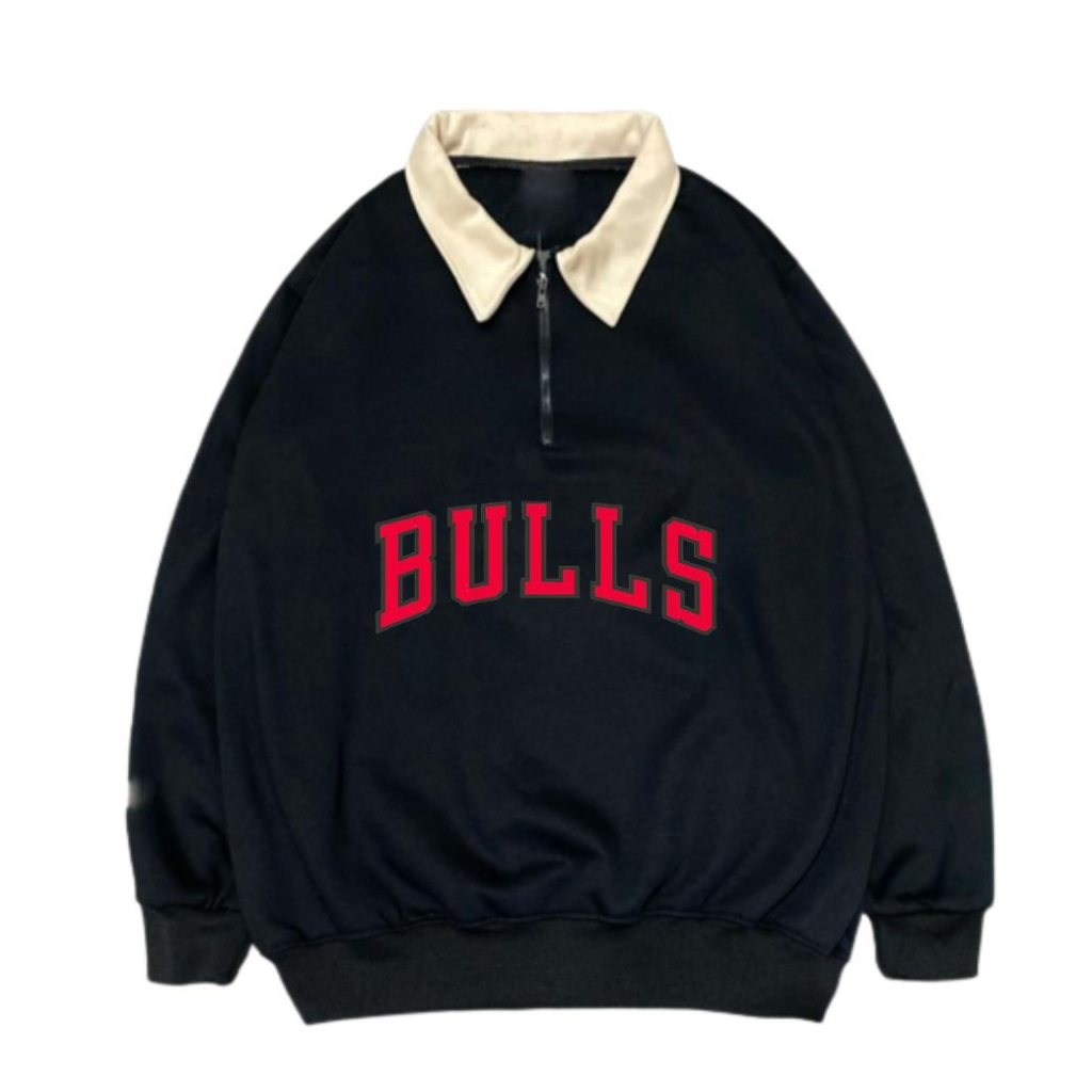 Bulls Jacket Sweater Crewneck Vintage Halpzif Black Original