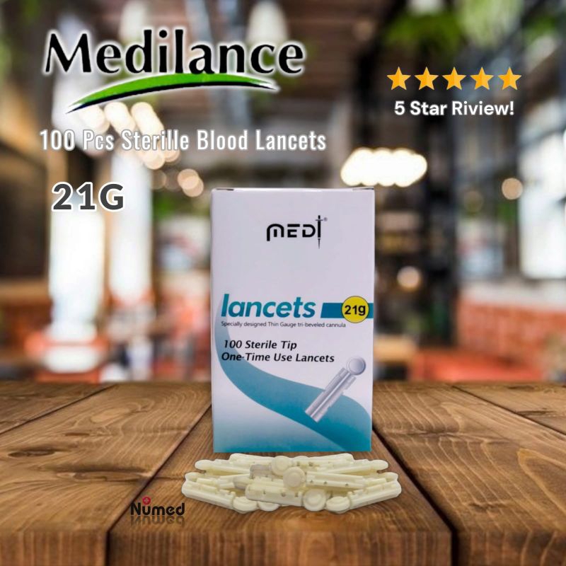 Blood Lancet Medilance 21G isi 100 Pcs / Jarum Steril Untuk Bekam Dan Cek Gula Darah Medilance 21 G