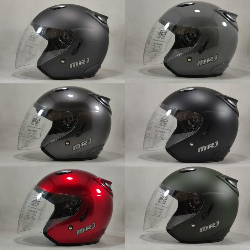 HELM MOTOR HALF FACE CENTRO DAG DOUBLE VISOR ORIGINAL 100% HITAM