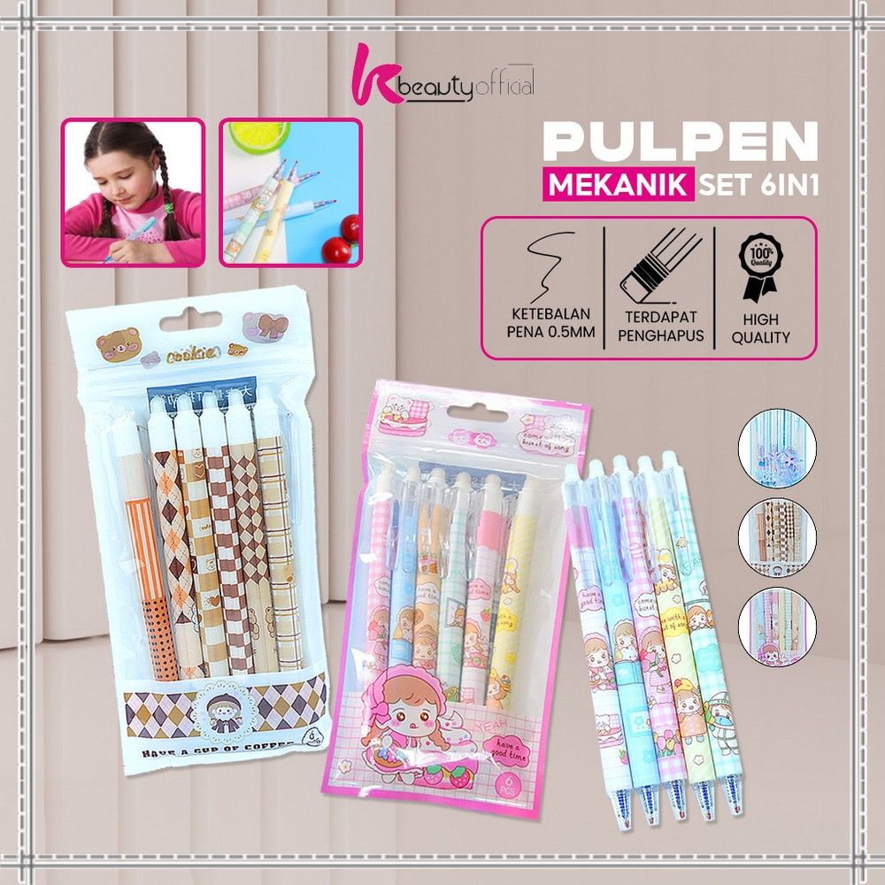 

KB-A68 Pulpen Set 6IN1 0.5MM Tinta Bisa di Hapus Motif Karakter Lucu / Eraseble Pen Set Cetek Cetekan Kartun / Pena Mekanik Anak Sekolah / Eraser Pen ST