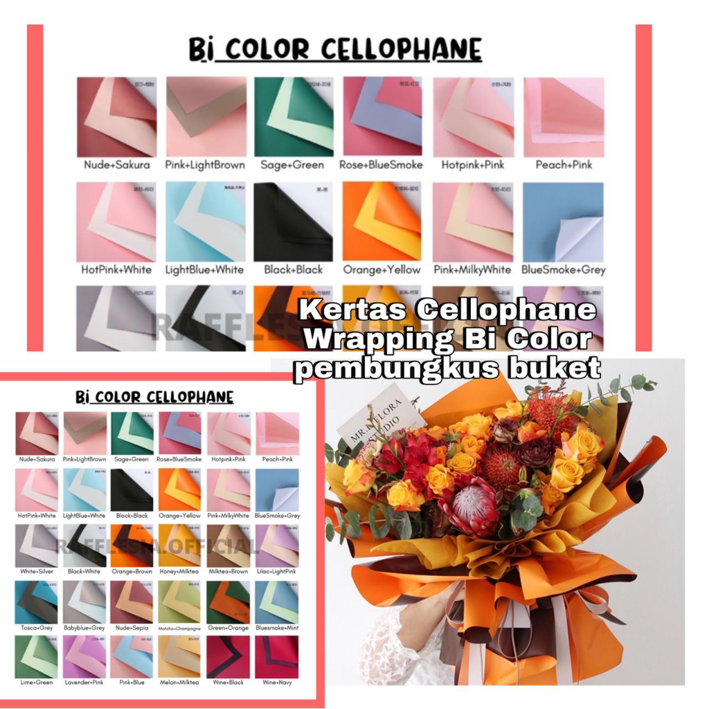 

[ 5 LEMBAR ] KERTAS FLOWER WRAPPING CELLOPHANE PAPER BI COLOR DUA WARNA BUKET BUNGA CELLOPHANE CRAFT WATERPROOF