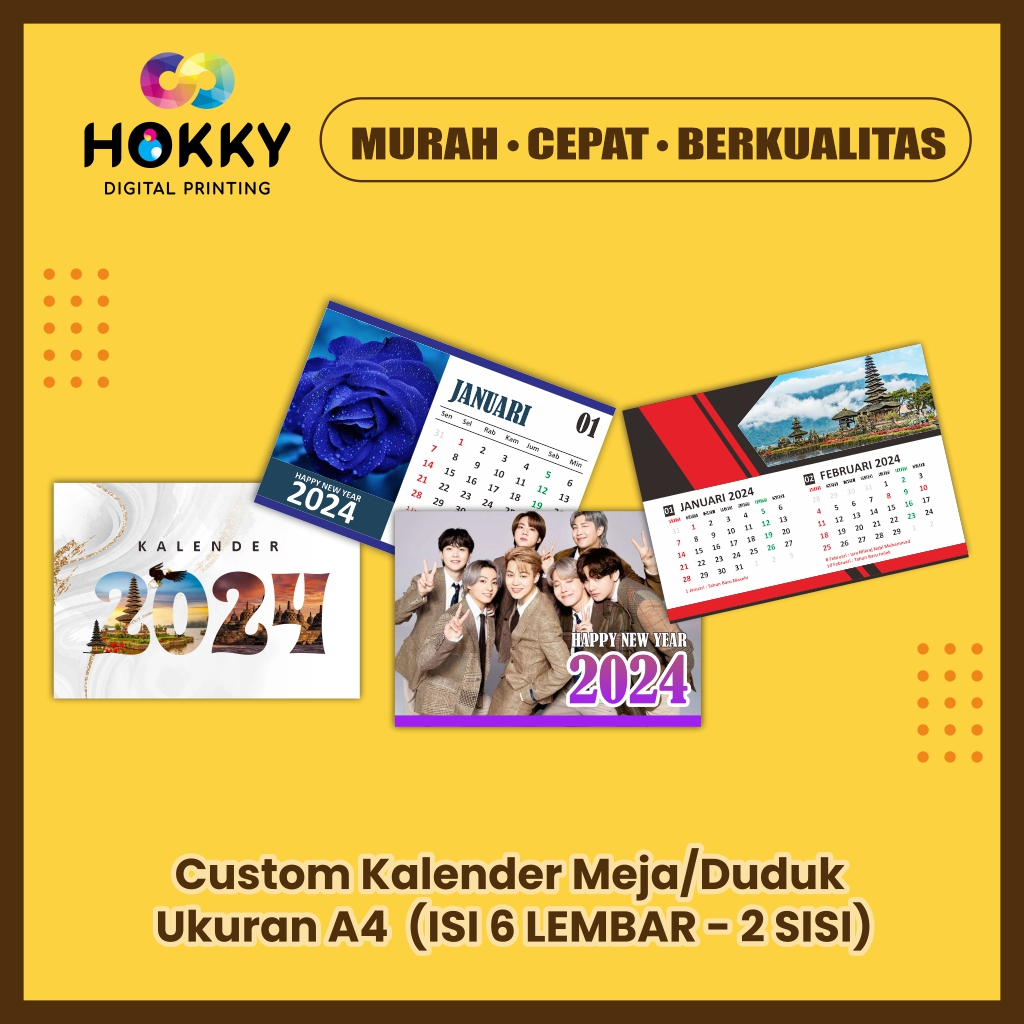 

CETAK KALENDER MEJA 6 LEMBAR TAHUN 2024 CUSTOM ARTPAPER UKURAN 15 X 21CM - 2 SISI MURAH CEPAT BERKUALITAS