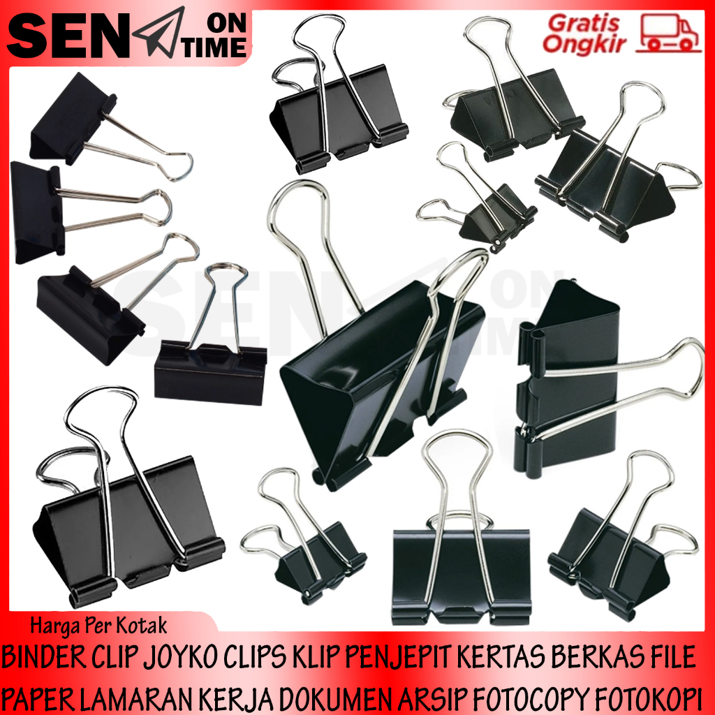 

BINDER CLIP JOYKO 1 BOX (ISI 12PC) CLIPS KLIP PENJEPIT KERTAS FILE BERKAS PENTING SEKOLAH KANTOR LAMARAN KERJA PAPER KELIP CELIP CELIPS KELIPS HITAM ITAM BLACK JEPIT ARSIP PEMBUKUAN DILAPISI ELETROFORESIS BEBAS KARAT TYPE 105 107 111 155 200