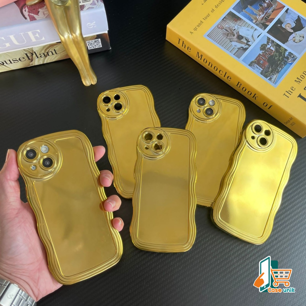 SOFT CASE SOFTCASE TPU WAVE GELOMBANG GOLD FOR IPHONE  X XS XR 7 7+ 8 8+ 11 12 13 14 PRO 11 12 131 4 PROMAX CS6444