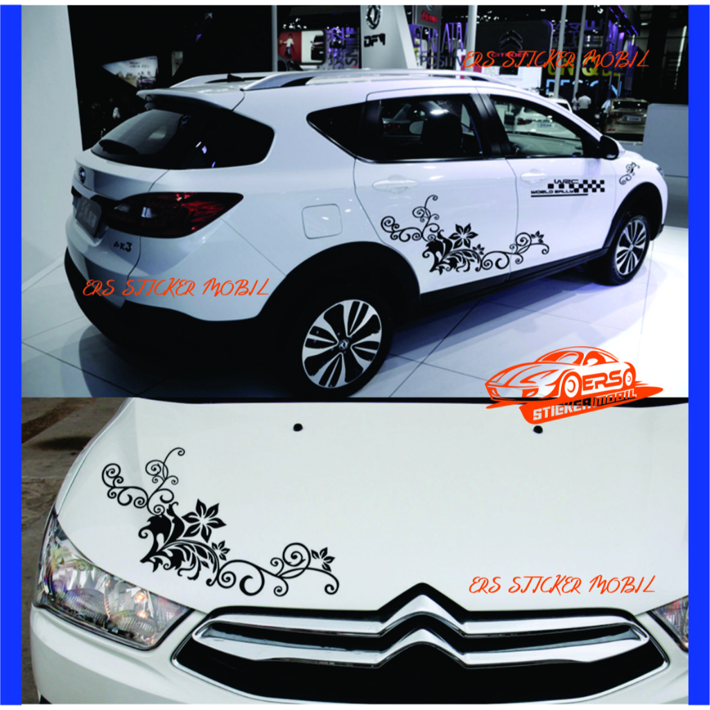 STIKER STICKER MOBIL LIST BODY SAMPING MOTIF BUNGA SEPAKET UNIVERSAL MOBIL CUTTING STICKER