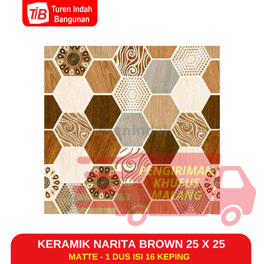 KERAMIK NARITA BROWN 25X25 - KERAMIK LANTAI - KERAMIK KAMAR MANDI - KERAMIK 25 X 25