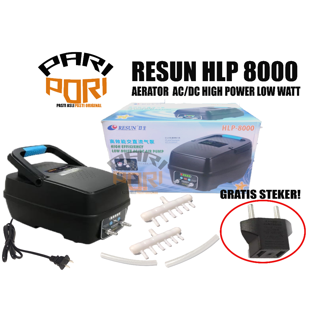RESUN HLP 8000 POMPA UDARA ACDC LOW WATT AERATOR KOLAM