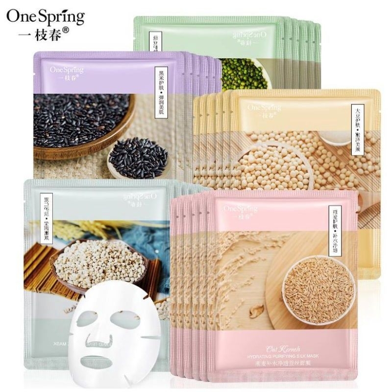 JJ CHEN One Spring Facial Mask Sheet Seed Oat / Masker Serum Wajah Biji Bijian Alami Original