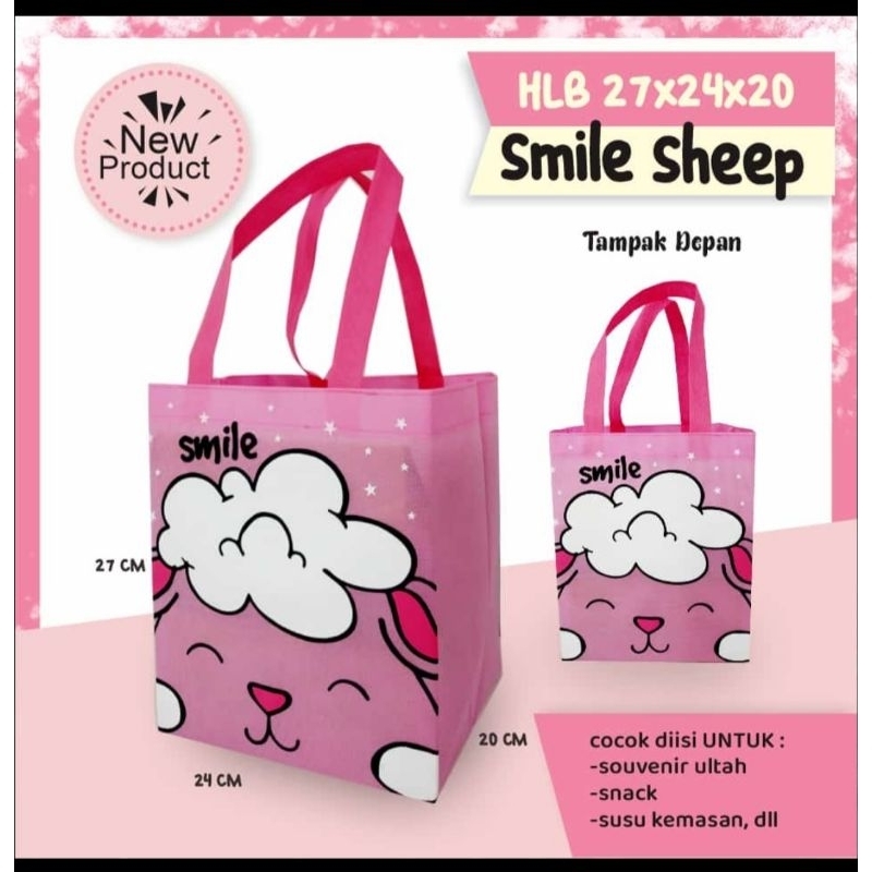 

Tas spunbond/kain/souvenir/goodiebag/hampers ulang tahun anak-smile sheep