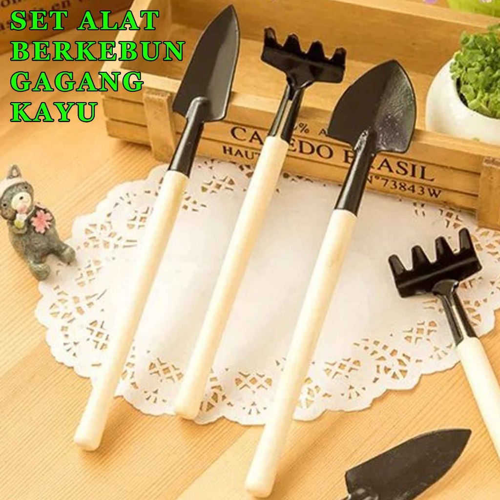Set Alat Berkebun / Sekop Tanaman Hias / Sekop Gagang Kayu