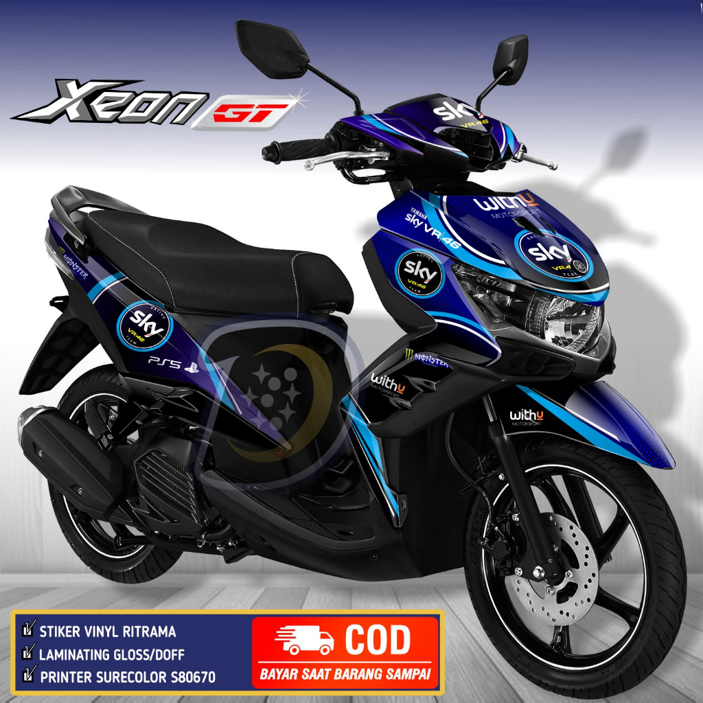 Decal Yamaha Xeon Gt 125 Striping Xeon Gt 125 Stiker Motor Xeon Gt Sky