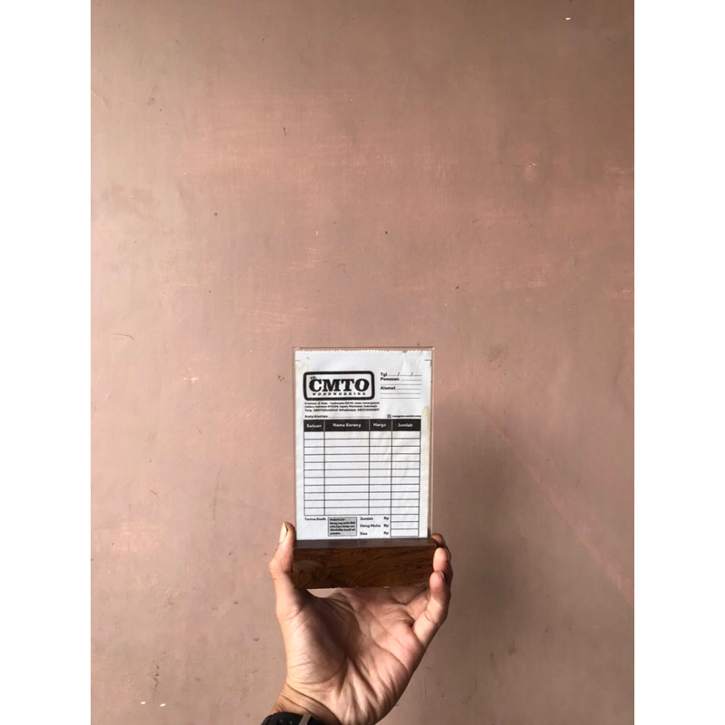 TENTCARD HOLDER / MENU HOLDER / QR CODE HOLDER AKRILIK DAN KAYU JATI