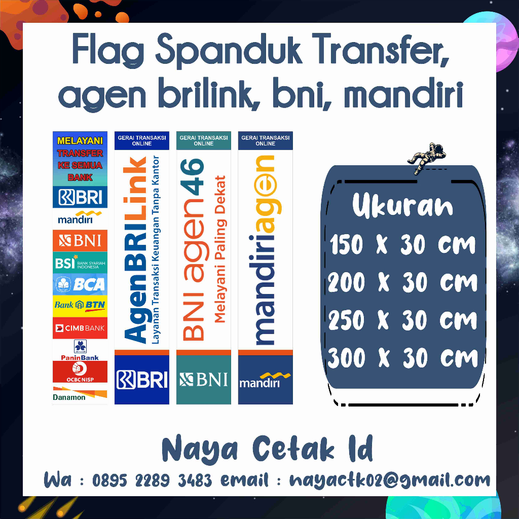 spanduk flag transfer, agen brilink, agen bni, agen mandiri