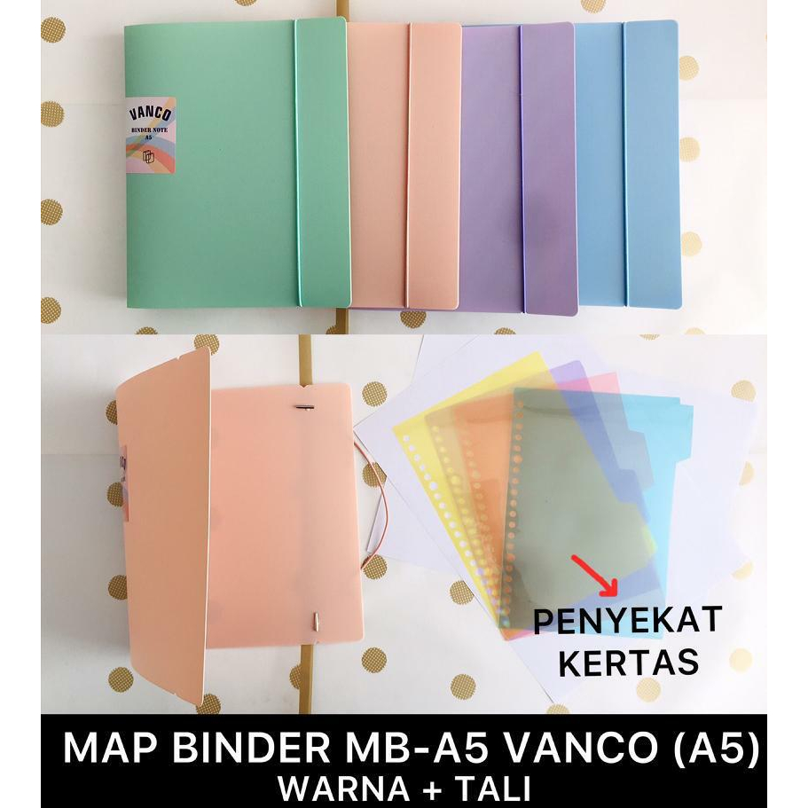 

VANCO MAP BINDER / BINDER NOTE UKURAN A5 DENGAN PEMBATAS KERTAS PLUS TALI ANEKA WARNA