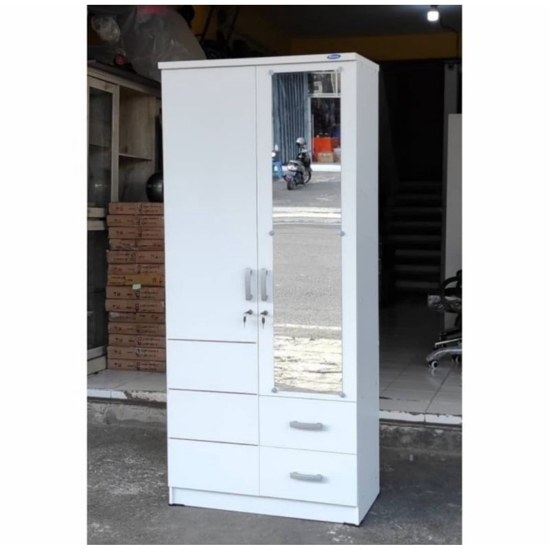 LEMARI PAKAIAN 2 PINTU LEMARI BAJU LEMARI PUTIH MINIMALIS LEMARI GSTAR