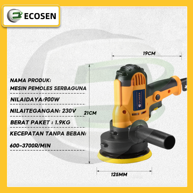 ECOSEN Mesin Poles 900W Polisher Mobil Motor Car Mesin Poles   Alat Pemoles Cat Mesin Pemoles Cakram Alat pemoles kebisingan rendah