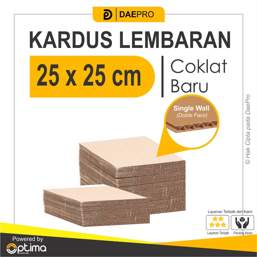 

Kardus Lembaran Baru 25 x 25 cm