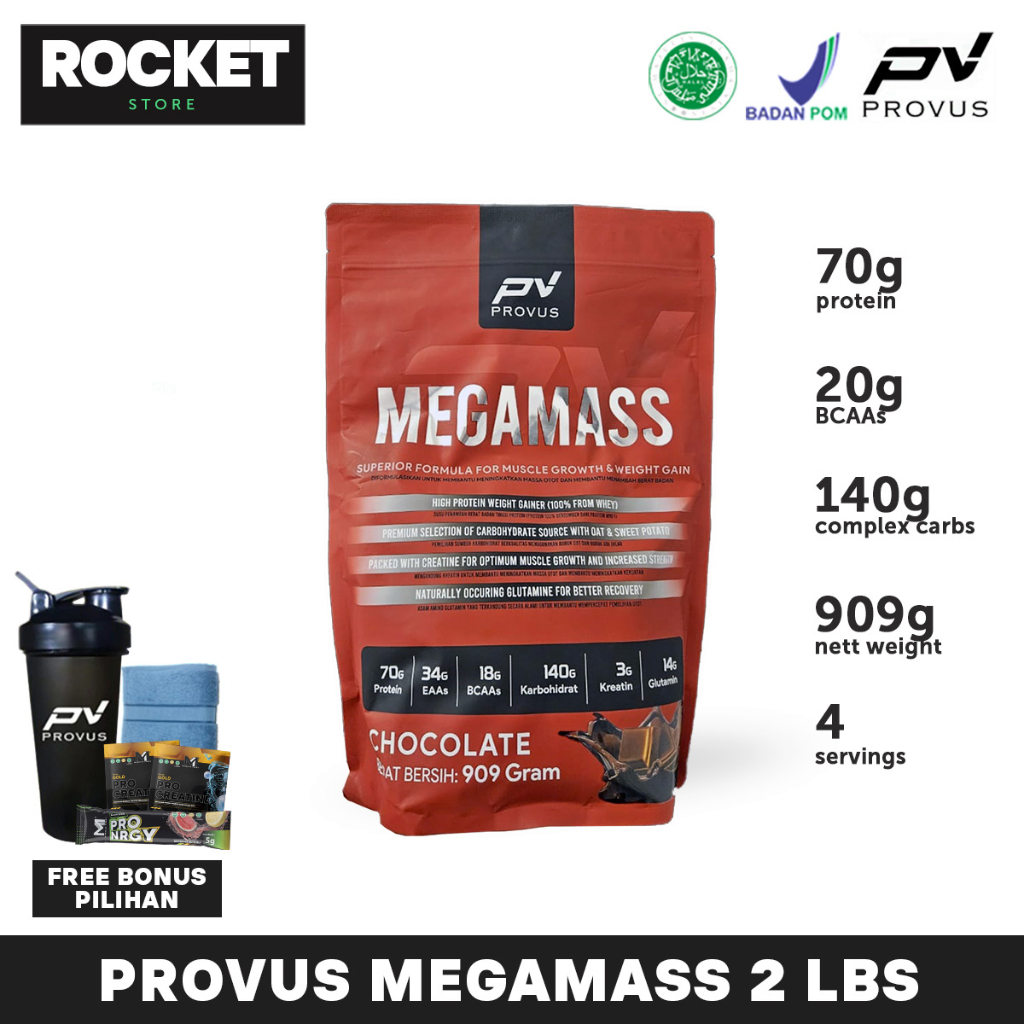 PROVUS Megamass 2 lbs, 3 lbs, 5 lbs (900 gram, 1350 gram, 2270 gram) Mass Gainer - Mega Mass Susu Bu