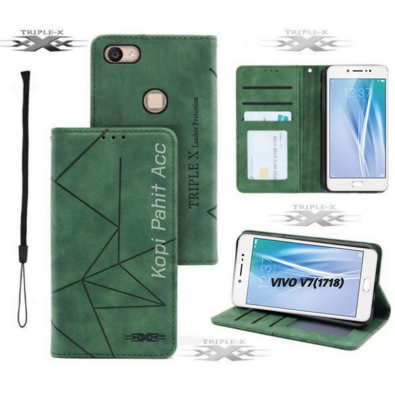 Case Vivo V7 Vivo 1718 Flip Cover Wallet Sarung Hp Casing Dompet Flip Magnet