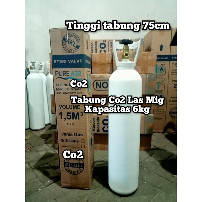 Tabung Co2 Las Mig / Co2 aquascape 1,5m3 kapasitas 6kg + isi siap pakai