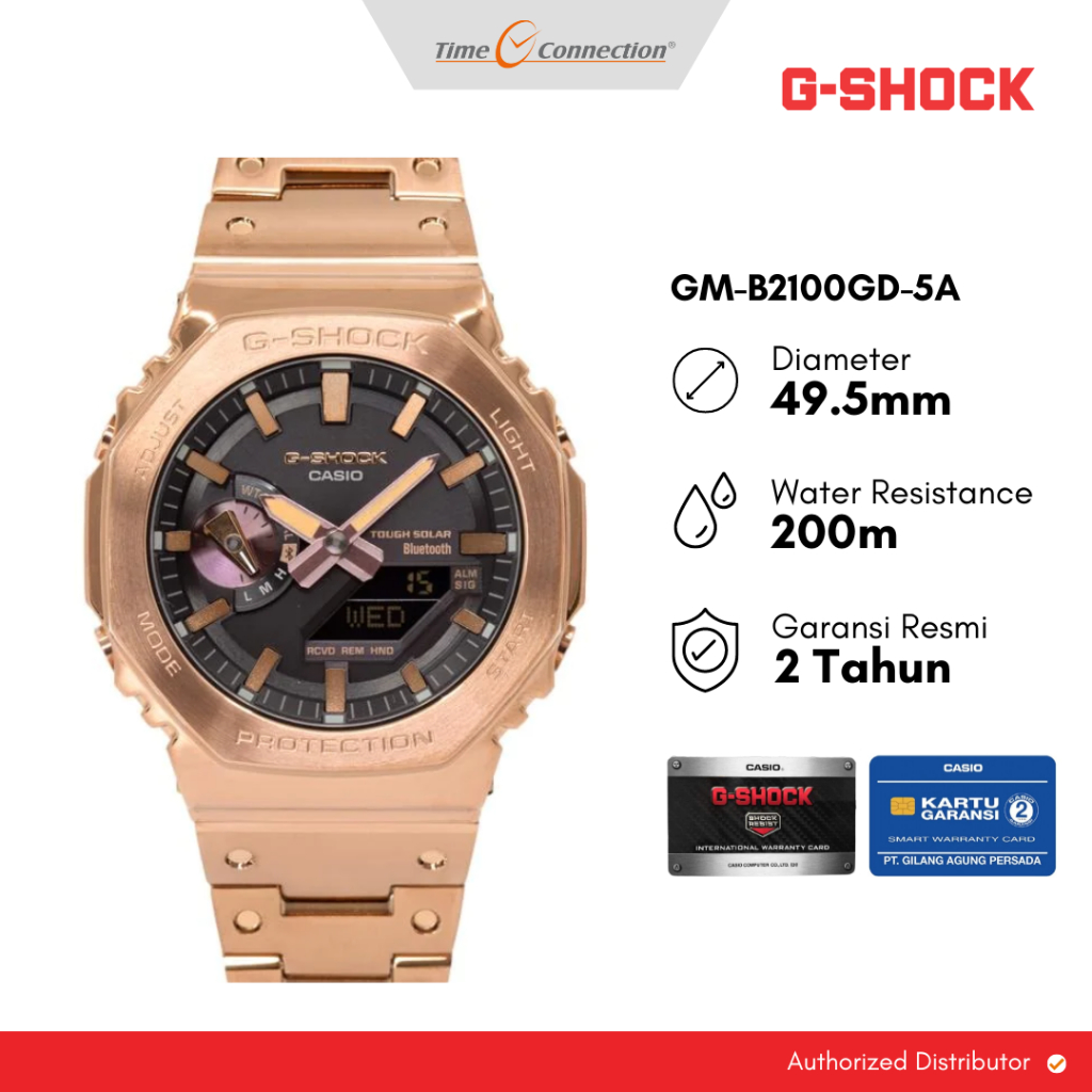 Casio G-SHOCK GM-B2100GD-5A Stainless Steel Original / Jam Tangan Pria Analog Digital Rantai