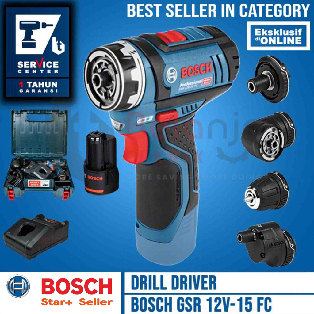 Bosch Flexiclick Bor Cordless Drill GSR 12V-15 Mesin Bor Obeng Baterai