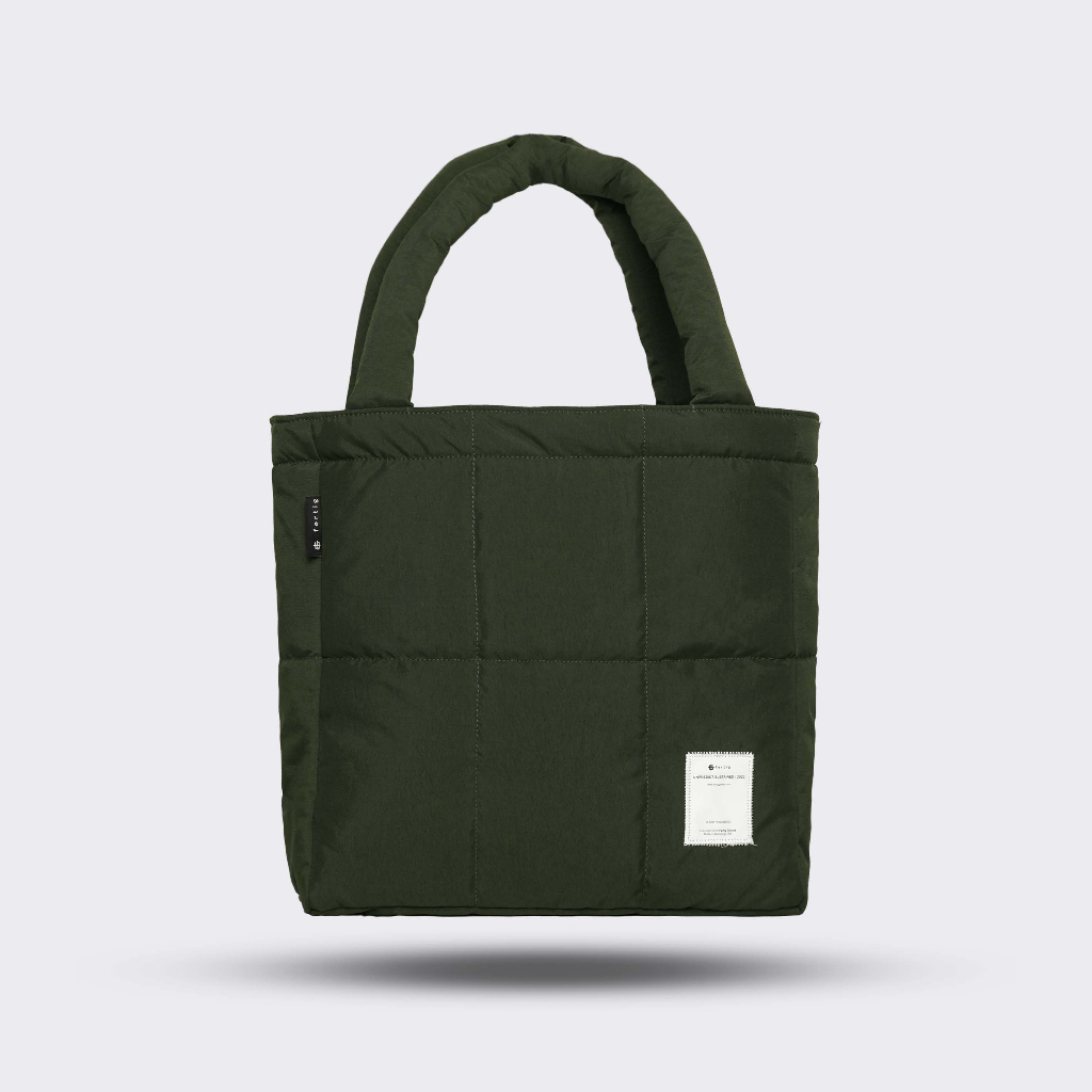 Fertig - Haikus Olive - Puff Tote Bag - Tas Tote Bag Wanita
