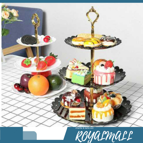 Rak Makan Kue Buah Cake Plate Stand Display / Rak Wadah Piring Tempat Penyimpanan Makan Makanan Susu