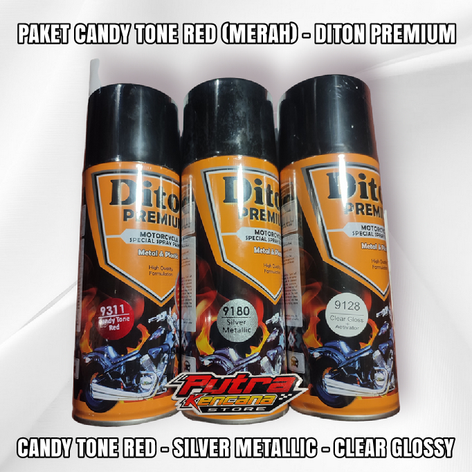 PAKET DITON PREMIUM ( CANDY TONE RED, SILVER METALLIC, CLEAR GLOSSY ) - MERAH CANDY 3 WARNA
