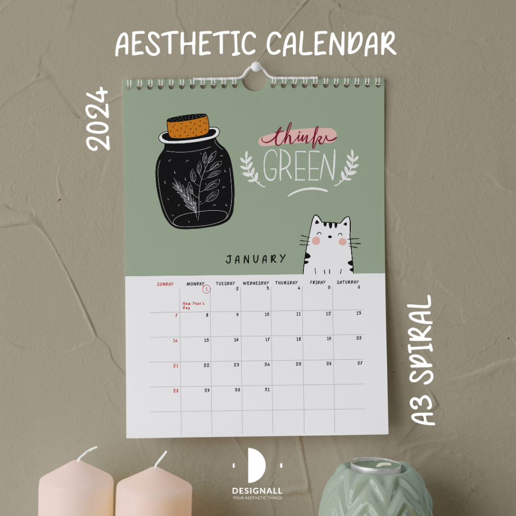 

Designall Kalender Dinding Aesthetic 2025 A3+ Spiral RZ