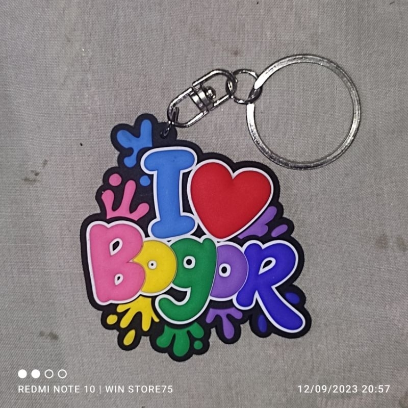 GROSIR  Keychain / gantungan kunci karet / rubber  " I LOVE BOGOR "