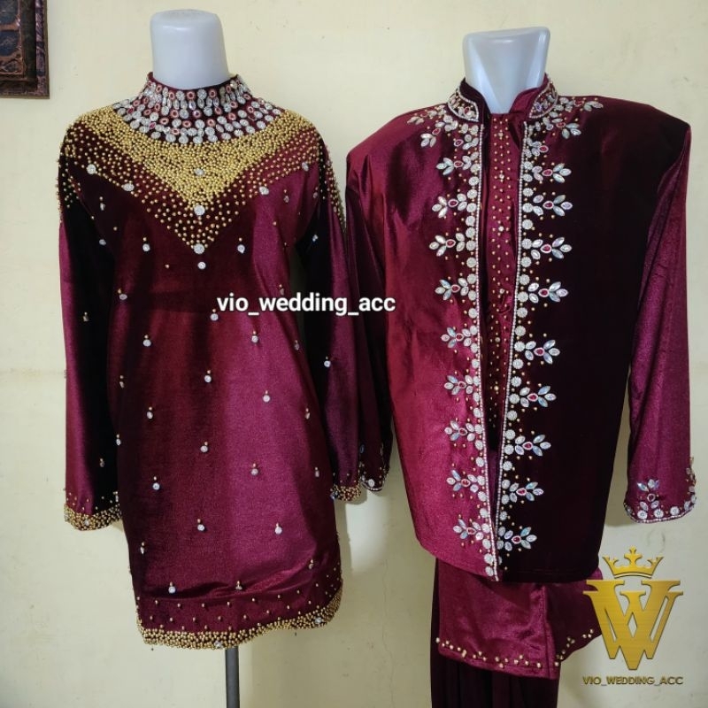 baju pengantin bludru full payet (ready)