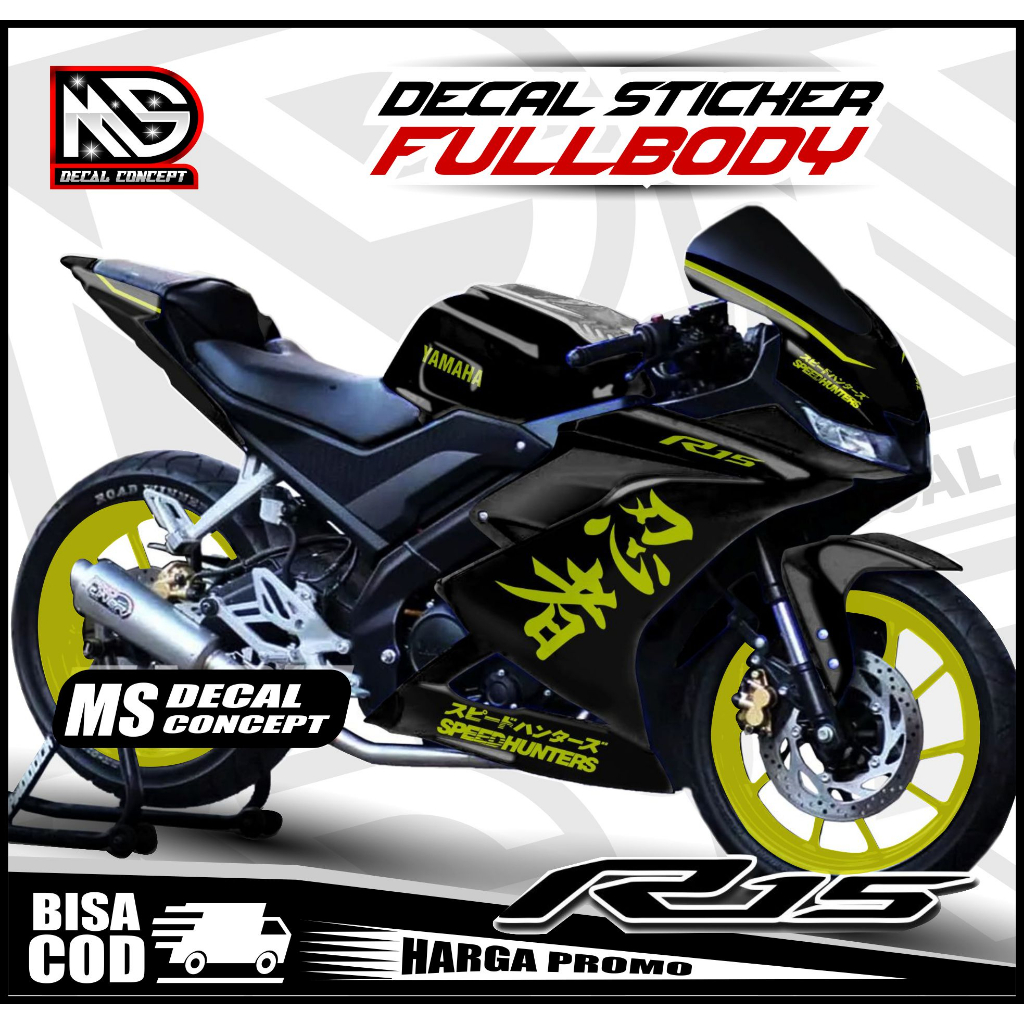 Decal Stiker R15V3 Fullbody Stiker R15V3 Decal Stiker Yamaha R15V3 motip tulisan jepang kece keren S