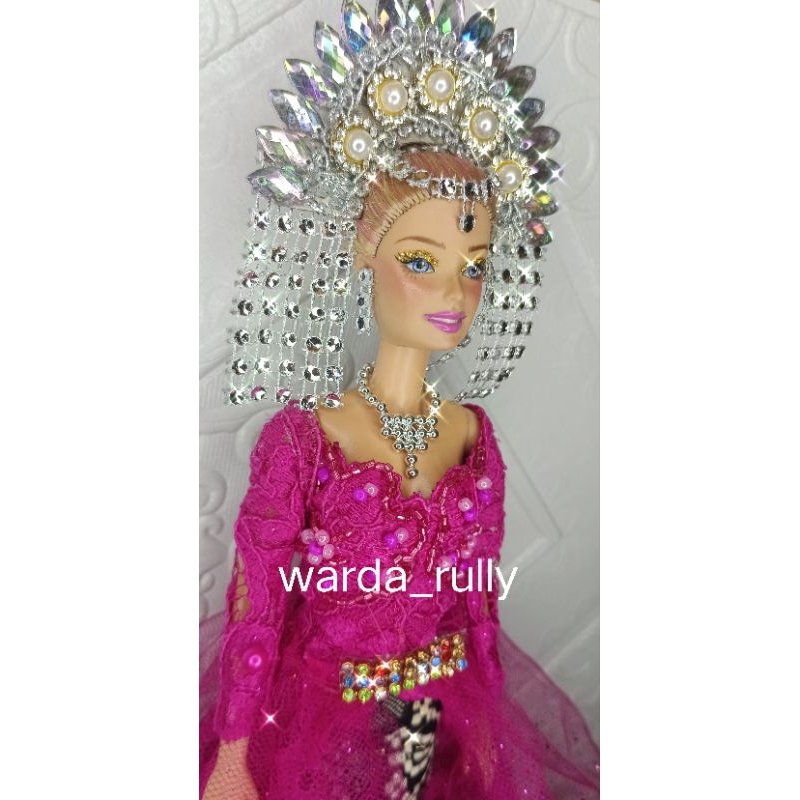 baju boneka barbie model kebaya pengantin modern warna pink fanta