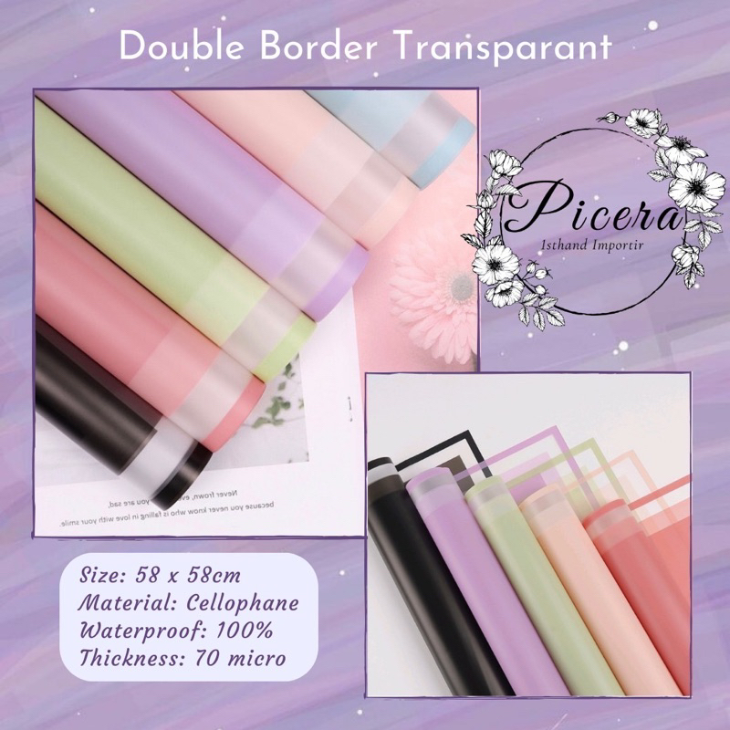 

Flower Wrapping Paper Double Border Matte Film Transparant Pastel Cellophane Waterproof Kertas Bungkus Pembungkus Bouquet Bunga Bening Anti Air