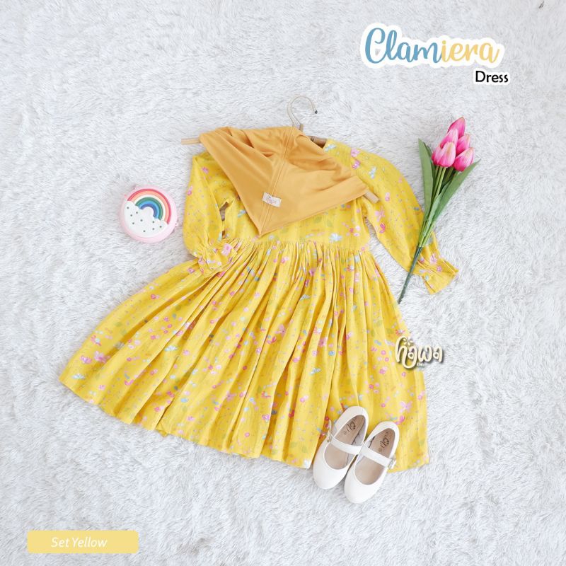 Gamis Anak Gamis Clamira Set Bahan Katun Rayon Original Hawa Kids