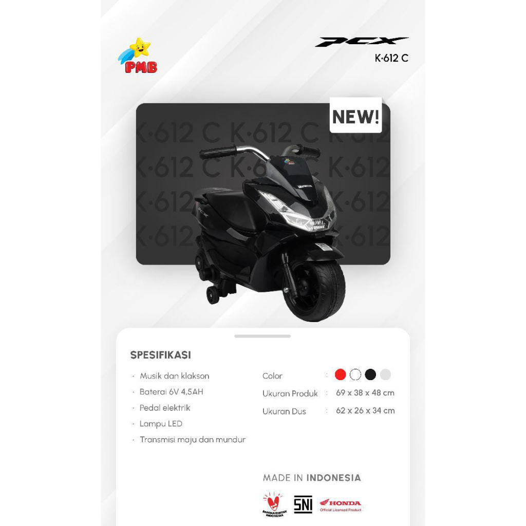 PMB MOTOR AKI ANAK PCX K612C / MAINAN KENDARAAN ANAK HONDA PCX CHARGER Mainan Kendaraan Anak