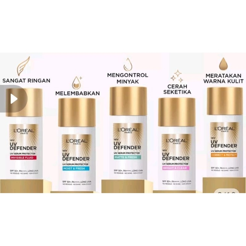 L'OREAL LOREAL PARIS UV DEFENDER SERUM PROTECTOR SUNSCREEN MATTE & FRESH/INVISIBLE FLUID/MOIST FRESH