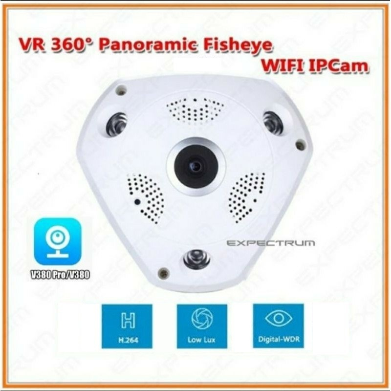 IP Camera / IP CAM VR V380  Wireless Fish Eye 360 Panoramic Lens cam