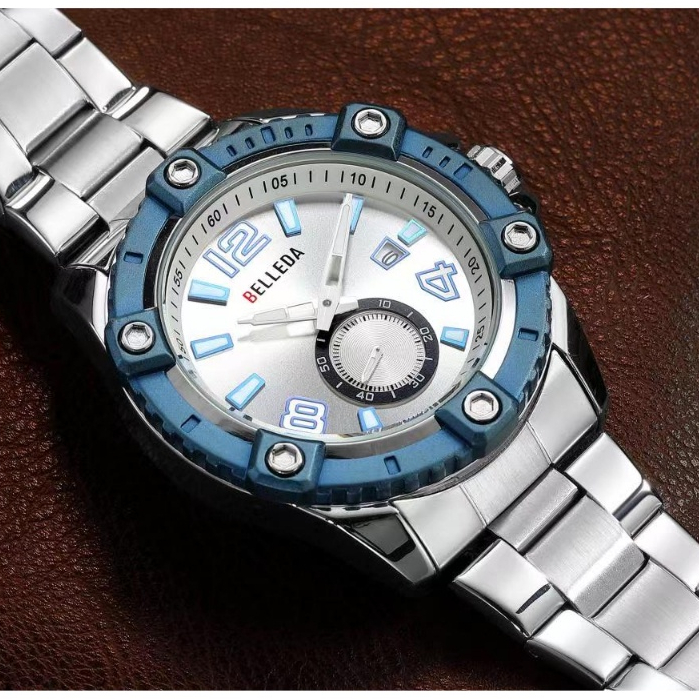 Buy 1 Get 1 BELLEDA Jam Tangan Pria BELLEDA 9273 Chrono Detik Stainless Steel Man Watch Anti Air