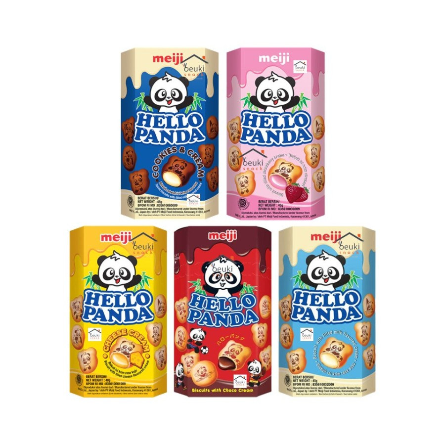 

Meiji Hello Panda / Biskuit Isi Pasta Chocolate / Strawberry / Cheese / Vanilla / Cookies & Cream 40-45 Gr