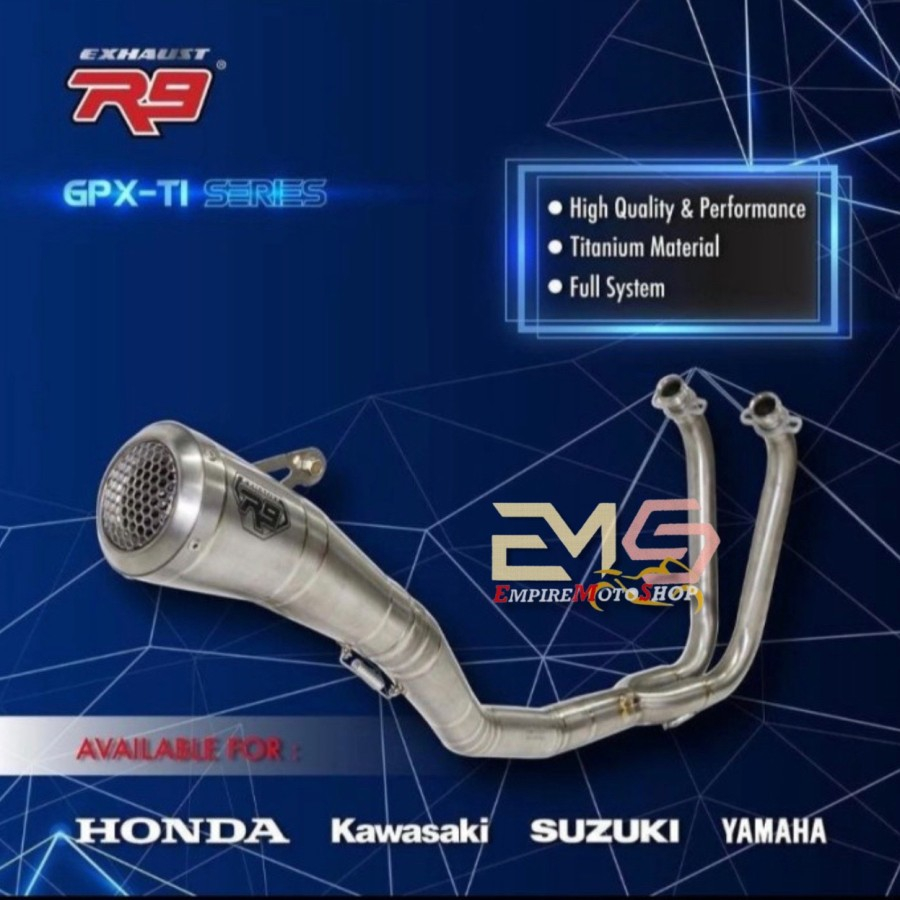 Knalpot R9 GP Yamaha R25 Fullsystem Titanium GPX
