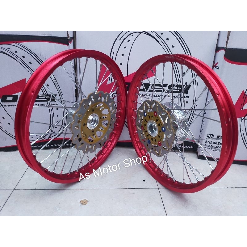 VELG SET ROSSI 140 160 RING 17 TROMOL SET FREE CAKRAM DEPAN SUPRA X 125 DOUBLE DISC NEW BLADE DOUBLE