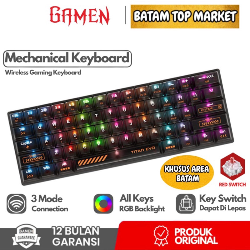 GAMEN MECHANICAL KEYBOARD TITAN EVO MULTI WIRELESS MODES RGB LIGHT