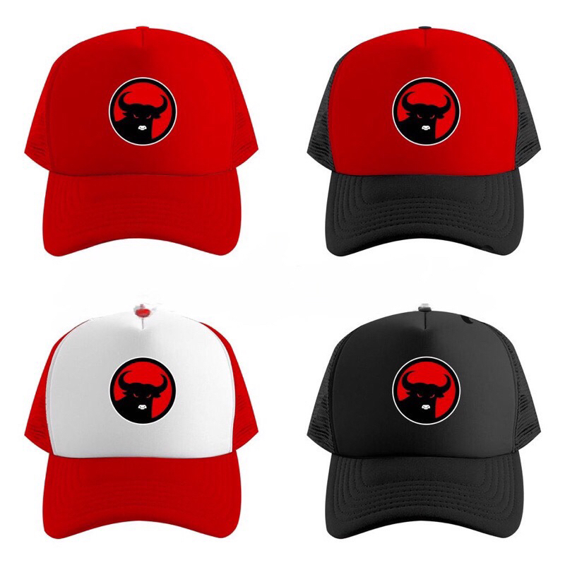 Topi Trucker PDIP Logo Sablon DTF - Dukung Partai PDIP